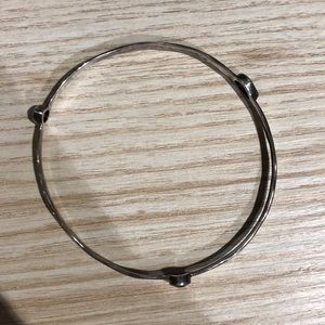 Silver bangle bracelet with gemstones
